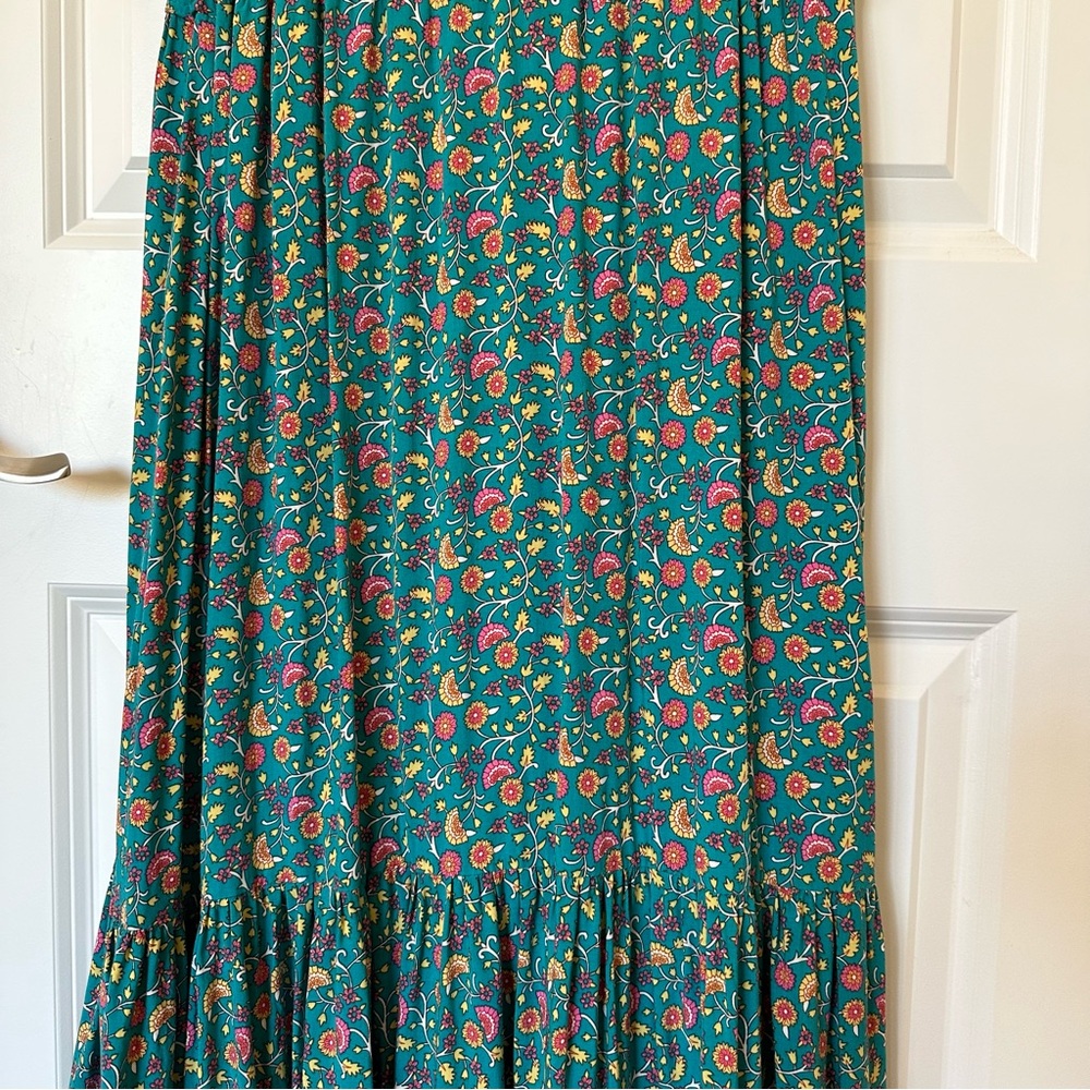 Cotton Boho Floral Maxi Dress | Tassel Tie Waist | Size Medium - Picture 7 of 12